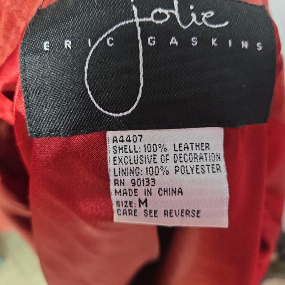 Vintage Eric Gaskins- Jolie Suede Blazer Brick Red. Embroidered and beaded SzM - Picture 7 of 7